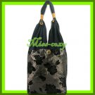 THAI SILK SHOULDER BAG COCOA BIG FLORAL TOTE HOBO / B144