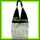 THAI SILK HAND SHOULDER BAG WHITE GOLD TOTE HOBO / B160