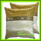 2 THAI SILK CUSHION PILLOW COVER ELEPHANT IVORY / 1131