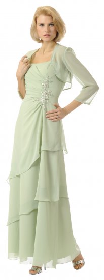 Sage Mother of the Bride/Groom Dress Gown With Bolero Jacket Cheap | DiscountDressShop.com 2898PO