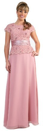 Dusty Rose Mother of the Bride Groom Dress Embroidered Lace Top Gown ...