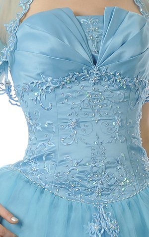Satin Turquoise Quinceanera Dress Bolero Princess With Bolero Jacket ...