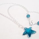Indicolite Crystal Starfish Necklace with sterling silver chain Beach jewelry