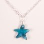 Indicolite Crystal Starfish Necklace with sterling silver chain Beach jewelry
