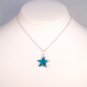 Indicolite Crystal Starfish Necklace with sterling silver chain Beach jewelry