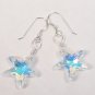 Crystal AB Single Starfish Earrings with Sterling Silver French Hooks