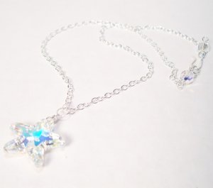 Clear AB Crystal Starifsh necklace with Sterling Silver Chain