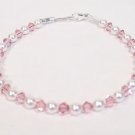 White Pearl and Light Rose Little Flower Girl Bracelet