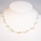 Ivory Pearl and Ceylon Topaz Crystal Illusion Floating Necklace