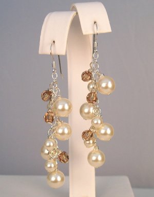 Cassidy Pearl and Crystal Cluster Chandelier Style Earrings