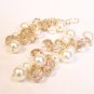 Harlow Gold Filled Earrings with Ivory Pearls and Golden Shadow Crystals - Wedding earring jewelry