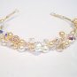 Gold Filled Tiara Hair Band with Ivory & Gold Pearls & Golden Shadow,  Clear AB Swarovski Crystals