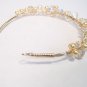Gold Filled Tiara Hair Band with Ivory & Gold Pearls & Golden Shadow, Clear AB Swarovski Crystals