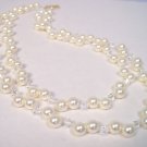 Double Strand Illusion Pearl & Crystal Necklace