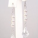 White Pearl and Clear Baroque Crystal - Vintage Style Wedding Earring