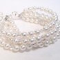 5 Strand White Pearl and Clear Crystal Wedding Jewelry Bracelet