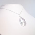 Large Pear Drop Pendant Necklace on Sterling Silver Chain