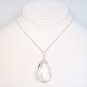 Large Pear Drop Pendant Necklace on Sterling Silver Chain