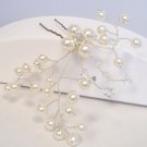 Floral Wedding Hairpin with Sterling Silver Wire - Ivory Pearls - Crystal AB Crystals