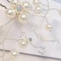 Floral Wedding Hairpin with Sterling Silver Wire - Ivory Pearls - Crystal AB Crystals