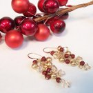 Pearl and Crystal Cluster Drop Earrings