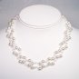Double Strand Pearl and Crystal Illusion Wedding Necklace