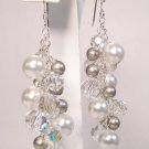 Harlow Crystal and Pearl Cluster Earrings