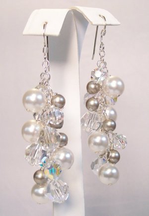 Harlow Crystal and Pearl Cluster Earrings