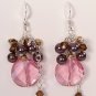 Circle Pendant with Pearl and Crystal Clusters Earrings - Sterling Silver