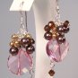 Circle Pendant with Pearl and Crystal Clusters Earrings - Sterling Silver