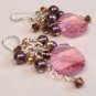 Circle Pendant with Pearl and Crystal Clusters Earrings - Sterling Silver
