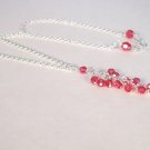 Pink Cluster Y Drop Necklace in Sterling Silver - Great Bridesmaids Gift or for Everyday Wear