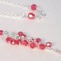Pink Cluster Y Drop Necklace in Sterling Silver - Great Bridesmaids Gift or for Everyday Wear