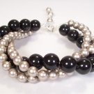 Twisted Swarovski Pearl Bracelet in Mystic Black and Platinum Pearls
