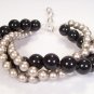 Twisted Swarovski Pearl Bracelet in Mystic Black and Platinum Pearls