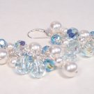 Something Blue Pearl and Crystal Chandelier Earrings - Wedding Earrings