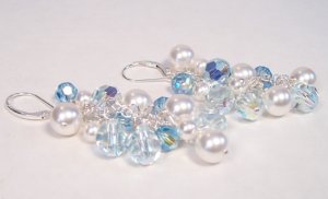 Something Blue Pearl and Crystal Chandelier Earrings - Wedding Earrings