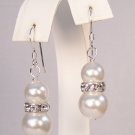 Taylor White Pearl and Rhinestone Wedding Earrings