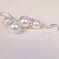 Taylor White Pearl and Rhinestone Wedding Earrings