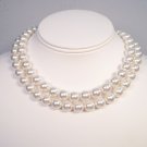 Double Strand Chunky White Pearl Wedding Necklace