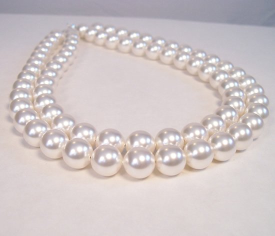 Double Strand Chunky White Pearl Wedding Necklace