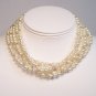 5 Strand Ivory and Golden Shadow pearl and Crystal Necklace - Wedding Necklace - Layered