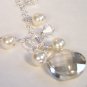 Natalie Teardrop Necklace with Pearl and Crystals - Sterling Silver