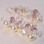 Ivory Pearls with Light Purple and Clear Crystals - Sterling Silver - Wedding Earrings