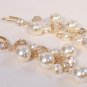 Cassidy Earrings with Ivory Pearls Gold Shadow Crystals and CZ Leverbacks