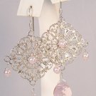 Teardrop Lace Earrings In Light Pink