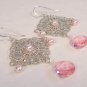 Teardrop Lace Earrings In Light Pink