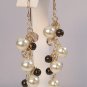 Cassidy Earrings with Ivory Pearls Deep Brown Pearls and Golden Shadow Crystals