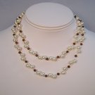 Quinn Double Strand Ivory Pearl and Smokey Topaz Crystal necklace
