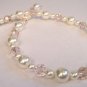Camelot Ivory Cream Pearl Necklace with Silky Peach Crystals - Wedding Necklace - Chunky Necklace